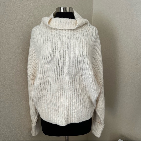 Maeve By Anthropologie Athena Cowl Neck Wool Alpaca Off White Sweater Size M - Picture 3 of 12